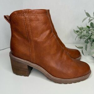 Zodiac Greyson Block Heel Womens Ankle Boots Size 10M in Brown/Cognac Streetwear